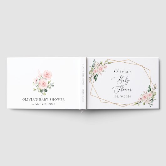Blush Flowers, Pink Flowers, Boho, Baby shower Gastenboek (Volledig)