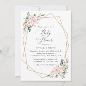 Blush Flowers, Pink Flowers, Boho, Baby shower Kaart (Voorkant)