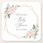 Blush Flowers, Pink Flowers, Boho, Baby shower Kartonnen Onderzetters (Voorkant)