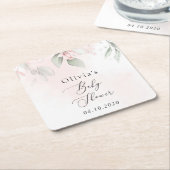 Blush Flowers, Pink Flowers, Boho, Baby shower Kartonnen Onderzetters (Schuin)