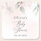 Blush Flowers, Pink Flowers, Boho, Baby shower Kartonnen Onderzetters (Voorkant)