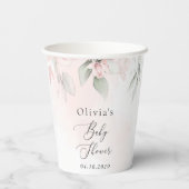 Blush Flowers, Pink Flowers, Boho, Baby shower Papieren Bekers (Achterkant)