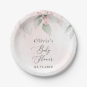 Blush Flowers, Pink Flowers, Boho, Baby shower Papieren Bordje (Voorkant)