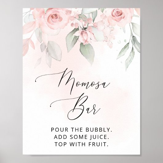 Blush Flowers, Pink Flowers, Boho, Baby shower Poster (Voorkant)