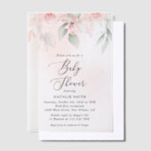 Blush Flowers, Pink Flowers, Boho, Baby shower Vellum Uitnodigingen (Offset)