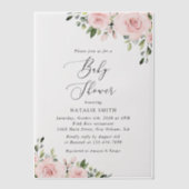 Blush Flowers, Pink Flowers, Boho, Baby shower Vellum Uitnodigingen (Voorkant)