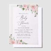 Blush Flowers, Pink Flowers, Boho, Baby shower Vellum Uitnodigingen (Offset)