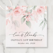 Blush Flowers, Pink Flowers, Boho, Birthday Bedankjes Labels (Voorkant)