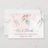 Blush Flowers, Pink Flowers, Boho, Birthday Bedankkaart (Voorkant)