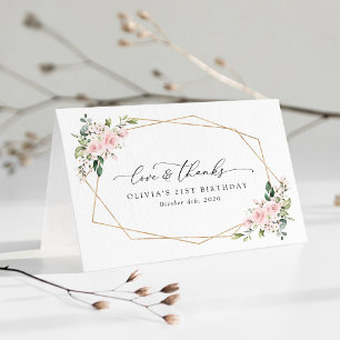 Blush Flowers, Pink Flowers, Boho, Birthday Bedankkaart