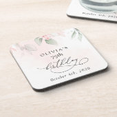 Blush Flowers, Pink Flowers, Boho, Birthday Bier Onderzetter (Linkerzijde)