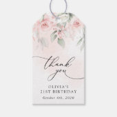 Blush Flowers, Pink Flowers, Boho, Birthday Cadeaulabel (Voorkant)