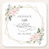 Blush Flowers, Pink Flowers, Boho, Birthday Kartonnen Onderzetters (Voorkant)