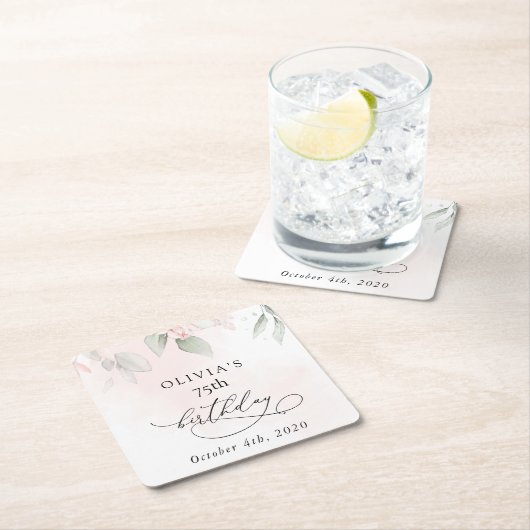 Blush Flowers, Pink Flowers, Boho, Birthday Kartonnen Onderzetters (Insitu)