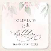 Blush Flowers, Pink Flowers, Boho, Birthday Kartonnen Onderzetters (Voorkant)