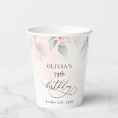 Blush Flowers, Pink Flowers, Boho, Birthday Papieren Bekers (Achterkant)