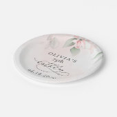 Blush Flowers, Pink Flowers, Boho, Birthday Papieren Bordje (Gekanteld)