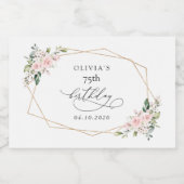 Blush Flowers, Pink Flowers, Boho, Birthday Sparkling Wijnetiket (Enkel label)