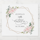 Blush Flowers, Pink Flowers, Boho, Birthday Sparkling Wijnetiket (Enkel label)