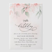 Blush Flowers, Pink Flowers, Boho, Birthday Vellum Uitnodigingen (Voorkant)