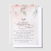 Blush Flowers, Pink Flowers, Boho, Birthday Vellum Uitnodigingen (Offset)