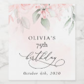 Blush Flowers, Pink Flowers, Boho, Birthday Wijn Etiket (Enkel label)