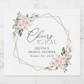 Blush Flowers, Pink Flowers, Boho, Bridal Shower Sparkling Wijnetiket (Enkel label)