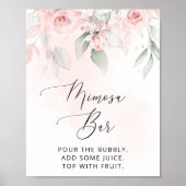Blush Flowers, Pink Flowers, Boho, Mimosa Bar Poster (Voorkant)