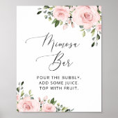 Blush Flowers, Pink Flowers, Boho, Mimosa Bar Poster (Voorkant)