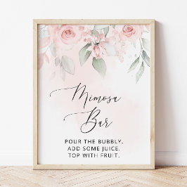 Blush Flowers, Pink Flowers, Boho, Mimosa Bar Poster