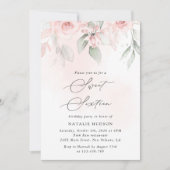 Blush Flowers, Pink Flowers, Boho, Sweet 16 Kaart (Voorkant)