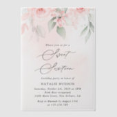 Blush Flowers, Pink Flowers, Boho, Sweet 16 Vellum Uitnodigingen (Voorkant)