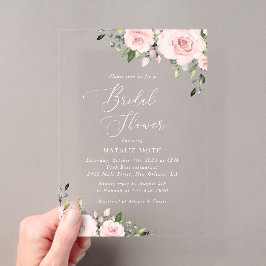 Blush Flowers, Pink Flowers, Boho, Vrijgezellenfee Acryl Uitnodigingen