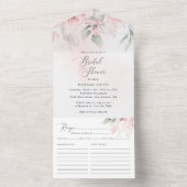 Blush Flowers, Pink Flowers, Boho, Vrijgezellenfee All In One Uitnodiging (Binnen)