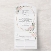 Blush Flowers, Pink Flowers, Boho, Vrijgezellenfee All In One Uitnodiging (Binnen)