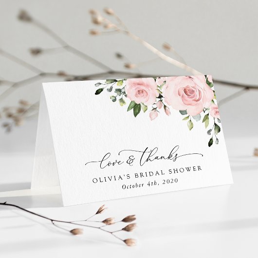 Blush Flowers, Pink Flowers, Boho, Vrijgezellenfee Bedankkaart