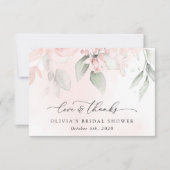 Blush Flowers, Pink Flowers, Boho, Vrijgezellenfee Bedankkaart (Voorkant)