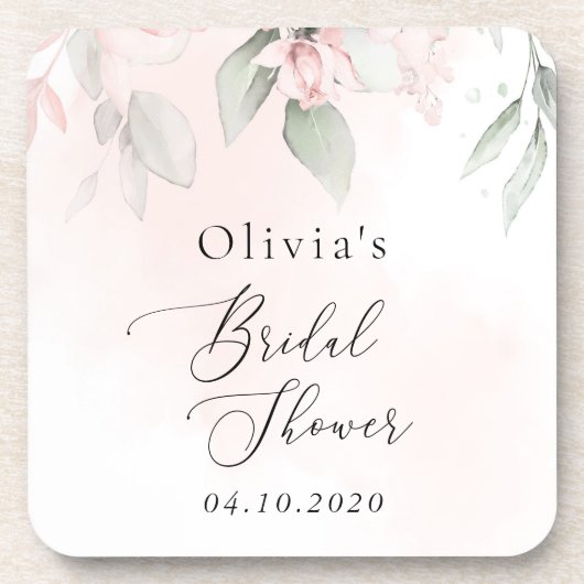 Blush Flowers, Pink Flowers, Boho, Vrijgezellenfee Bier Onderzetter (Voorkant)