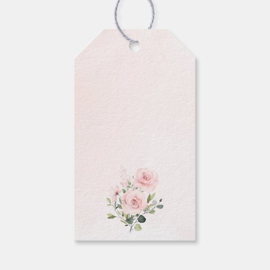 Blush Flowers, Pink Flowers, Boho, Vrijgezellenfee Cadeaulabel (Achterkant)