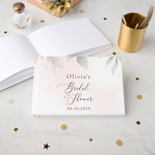 Blush Flowers, Pink Flowers, Boho, Vrijgezellenfee Gastenboek (Voorkant open)