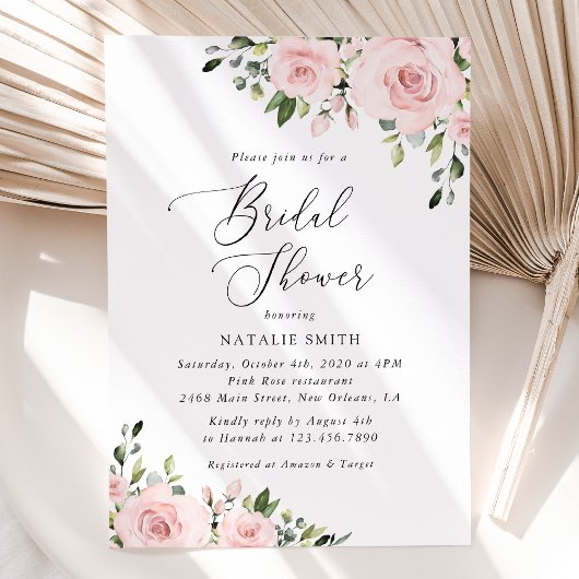Blush Flowers, Pink Flowers, Boho, Vrijgezellenfee Kaart