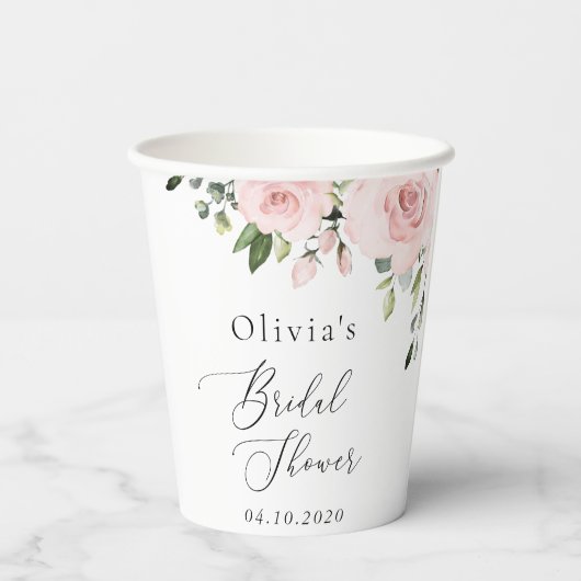 Blush Flowers, Pink Flowers, Boho, Vrijgezellenfee Papieren Bekers (Achterkant)
