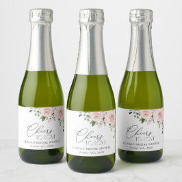 Blush Flowers, Pink Flowers, Boho, Vrijgezellenfee Sparkling Wijnetiket