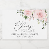 Blush Flowers, Pink Flowers, Boho, Vrijgezellenfee Sparkling Wijnetiket (Enkel label)