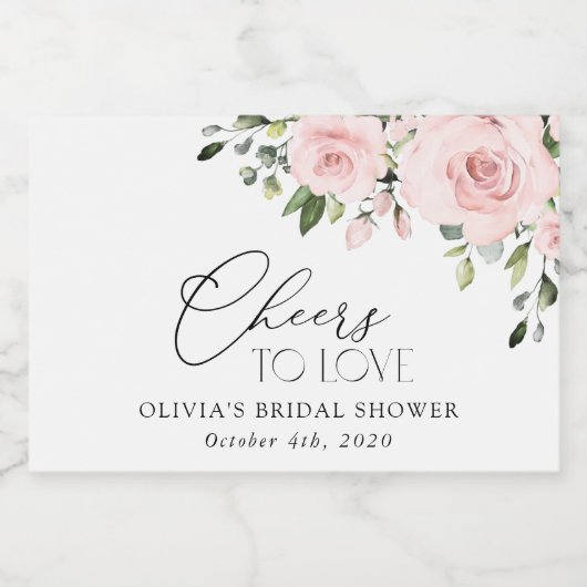 Blush Flowers, Pink Flowers, Boho, Vrijgezellenfee Sparkling Wijnetiket (Enkel label)