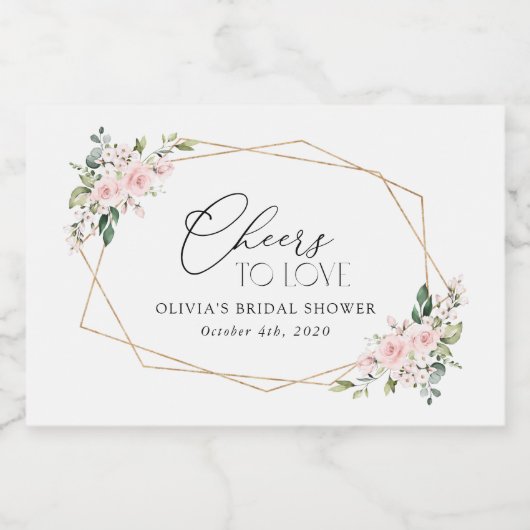 Blush Flowers, Pink Flowers, Boho, Vrijgezellenfee Sparkling Wijnetiket (Enkel label)