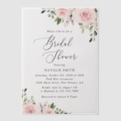 Blush Flowers, Pink Flowers, Boho, Vrijgezellenfee Vellum Uitnodigingen (Voorkant)