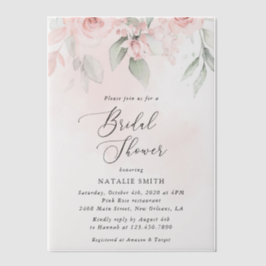 Blush Flowers, Pink Flowers, Boho, Vrijgezellenfee Vellum Uitnodigingen