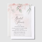 Blush Flowers, Pink Flowers, Boho, Vrijgezellenfee Vellum Uitnodigingen (Offset)