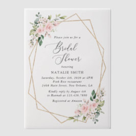 Blush Flowers, Pink Flowers, Boho, Vrijgezellenfee Vellum Uitnodigingen